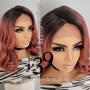 Sexy Rosegold lace front bob wig with side part